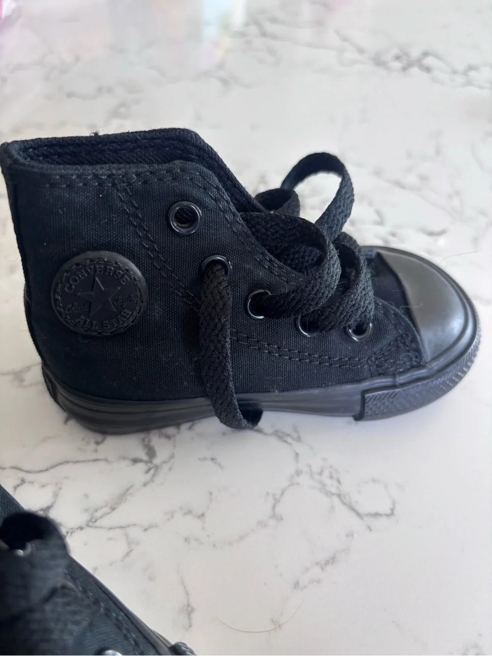 Baby Black High Top Converse Chuck Taylor’s